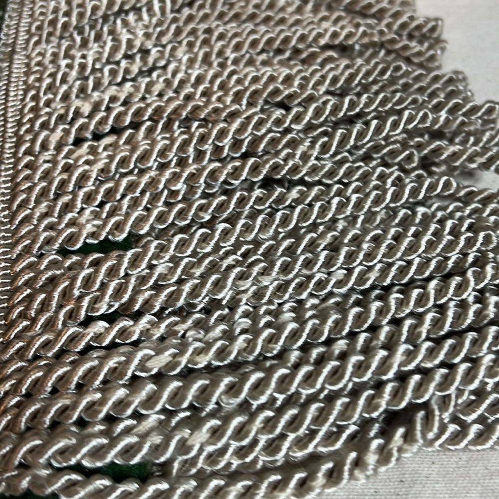 Elegant Olive Green Jacquard Table Runner with Fringe Tassels – 81” Total Length - Picture 3 of 3